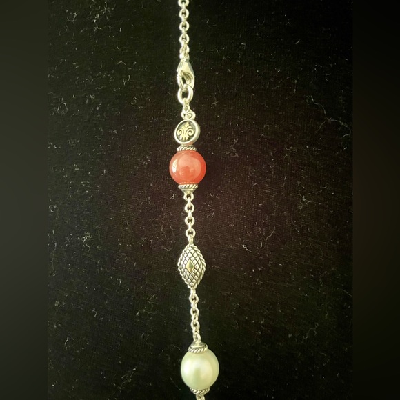 ANDREA CANDELA Pearl and Red Jade Sterling Silver/18K Necklace - Picture 4 of 7